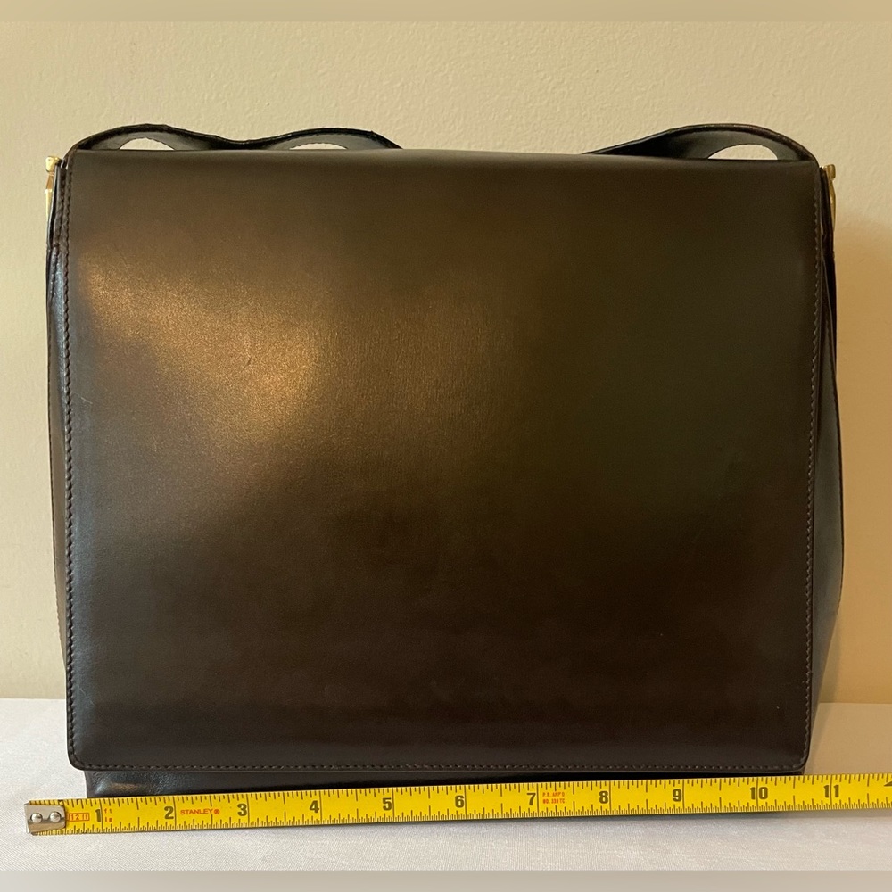 SALVATORE FERRAGAMO / VINTAGE! RARE! Espresso Brown Leather Shoulder Bag - Picture 14 of 16